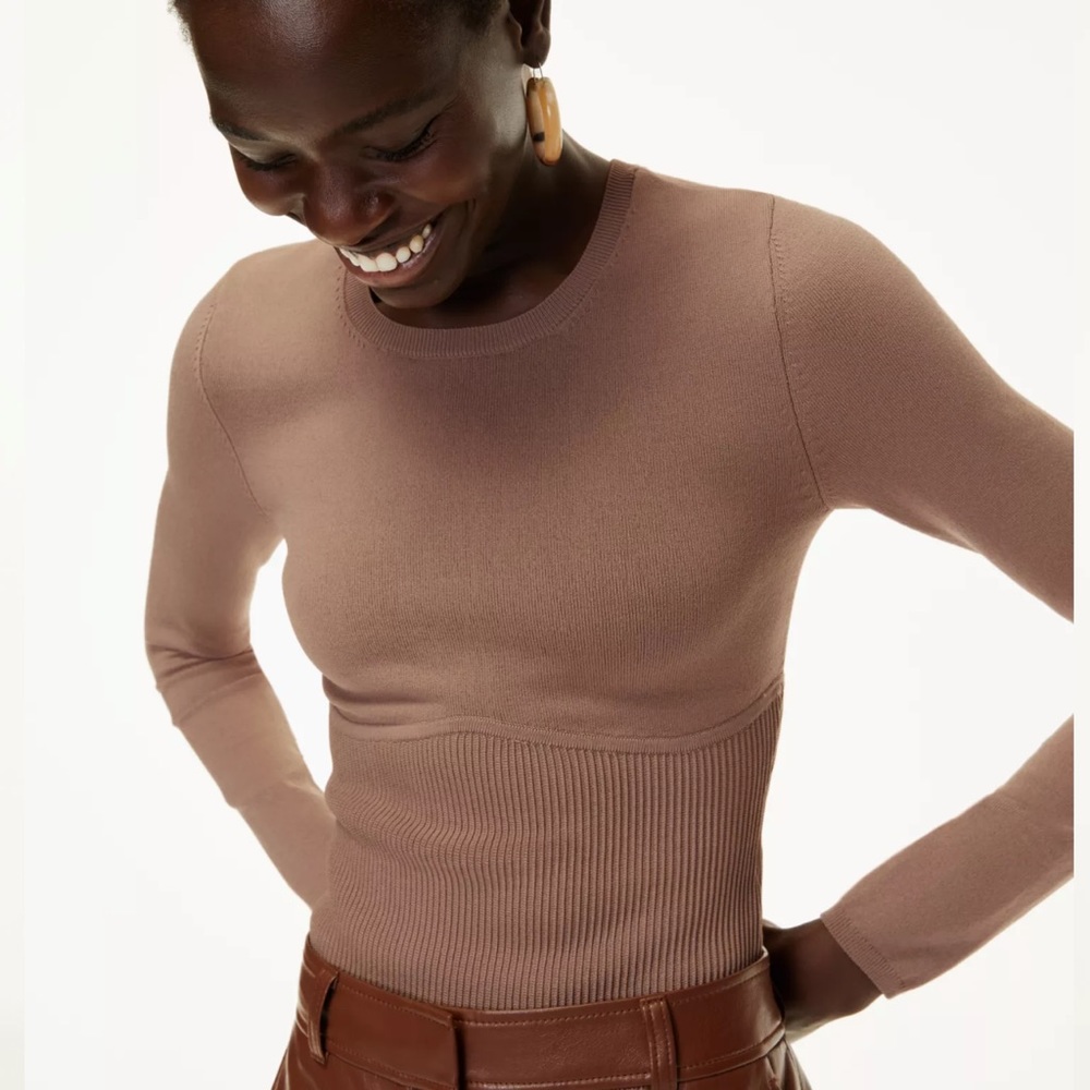 NWOT Babaton, Aritzia Sculpt Knit Empire Longsleeve. Size small